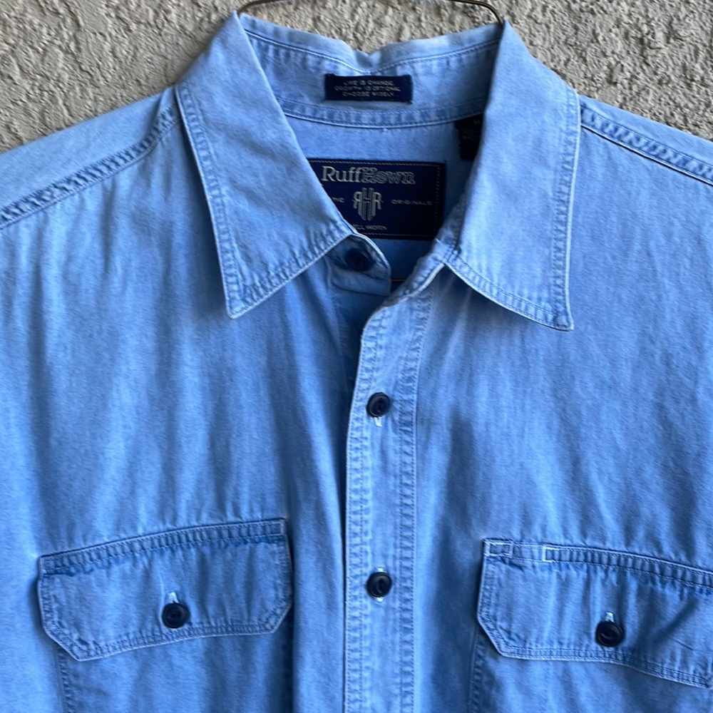 Chambray Cotton Button Shirt Light Wash Medium